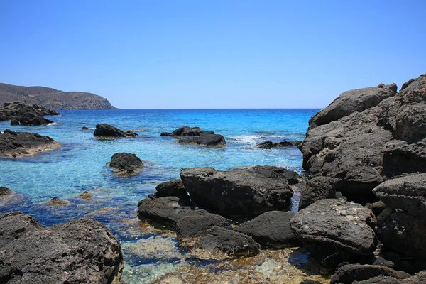 Kerdodasos Playa Creta Privada Laguna Azul Paraíso Rojo Arena Costa —  Fotos de Stock