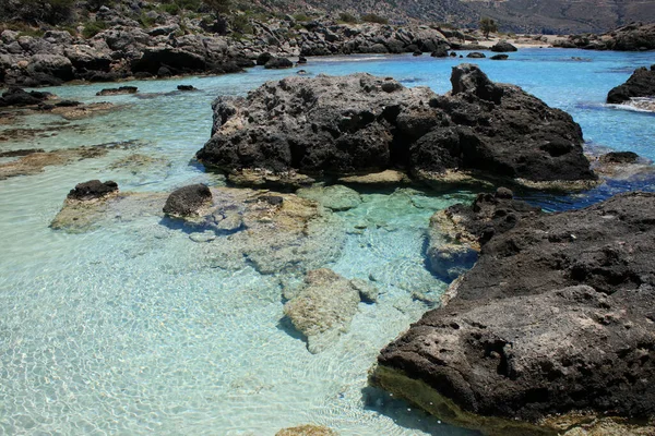 Kerdodasos Playa Creta Privada Laguna Azul Paraíso Rojo Arena Costa — Foto de Stock