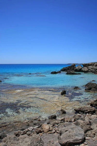 Kerdodasos Plage Crete Privé Bleu Lagune Paradis Rouge Sable Côte — Photo