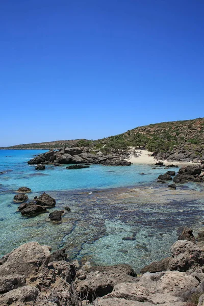 Kerdodasos Playa Creta Privada Laguna Azul Paraíso Rojo Arena Costa —  Fotos de Stock