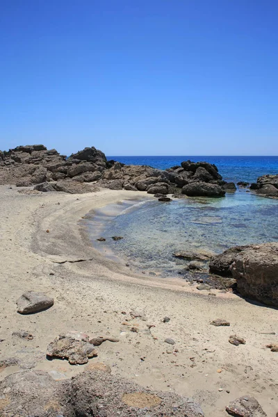 Kerdodasos Plage Crete Privé Bleu Lagune Paradis Rouge Sable Côte — Photo