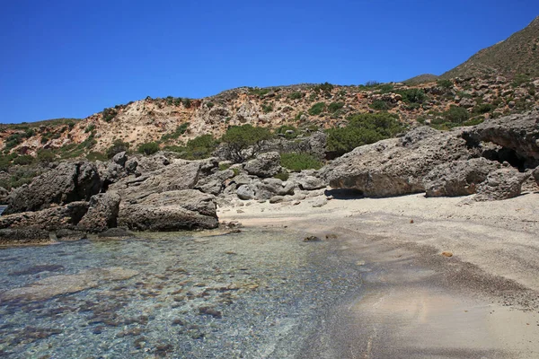 Kerdodasos Playa Creta Privada Laguna Azul Paraíso Rojo Arena Costa —  Fotos de Stock