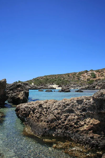 Kerdodasos Praia Creta Privado Azul Lagoa Paraíso Vermelho Areia Costa — Fotografia de Stock