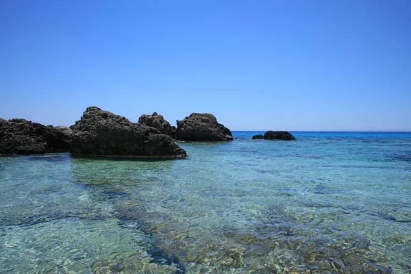 Kedrodasos Strand Privates Paradies Blaue Lagune Freier Campingplatz Felsige Küste — Stockfoto