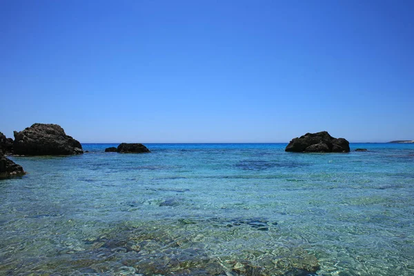 Praia Kedrodasos Paraíso Privado Lagoa Azul Área Acampamento Livre Costa — Fotografia de Stock