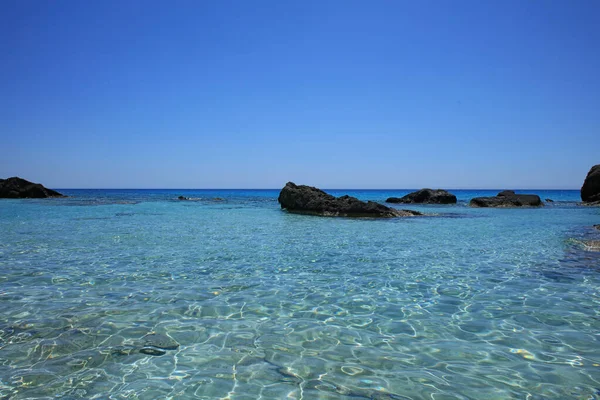 Kedrodasos Plajı Özel Cenneti Mavi Gölcüksüz Kamp Alanı Kristal Suları — Stok fotoğraf