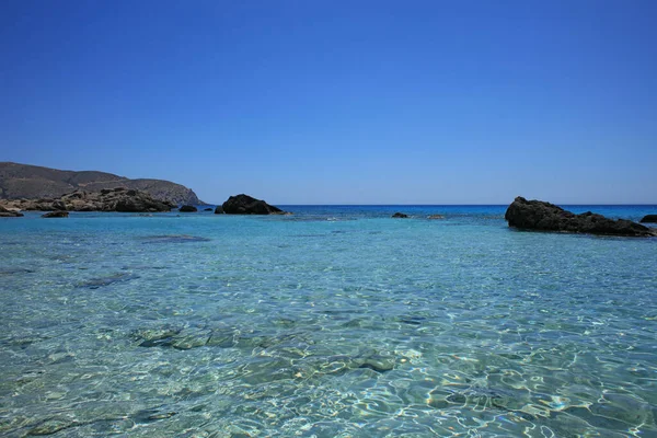 Kedrodasos Plajı Özel Cenneti Mavi Gölcüksüz Kamp Alanı Kristal Suları — Stok fotoğraf