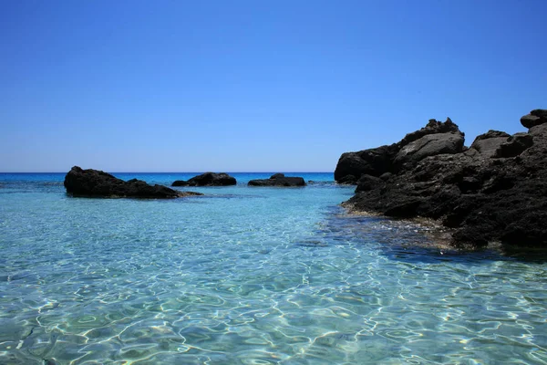 Kedrodasos Strand Prive Paradijs Blauwe Lagune Gratis Camping Gebied Rotsachtige — Stockfoto