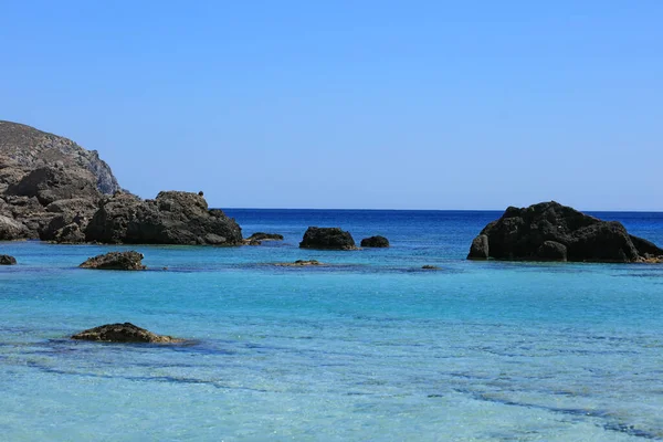 Playa Kedrodasos Paraíso Privado Laguna Azul Zona Camping Libre Costa — Foto de Stock