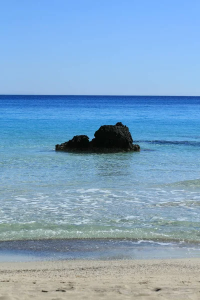 Incredibile Laguna Blu Kedrodasos Spiaggia Creta Isola Sabbia Rossa Costo — Foto Stock