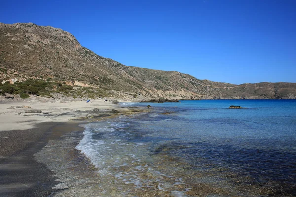 Blue Lagoon Kedrodasos Plage Creta Île Rocheuse Coût Eaux Claires — Photo