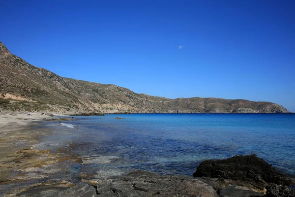 Laguna Azul Kedrodasos Playa Creta Isla Rocosa Costo Aguas Cristalinas —  Fotos de Stock