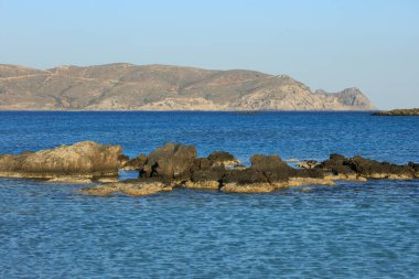 Plaj yaz manzarası elafonisi çimento Yunan covid-19 sezon tatilleri modern yüksek kaliteli baskı arka planı