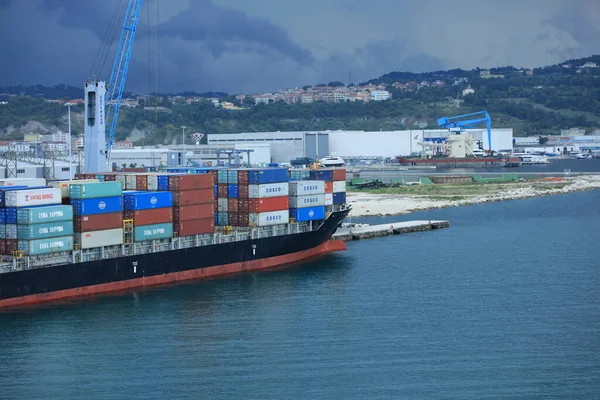 Ancona Італія Вівторок Липня 2020 Вид Міського Порту Корабля Covid — стокове фото
