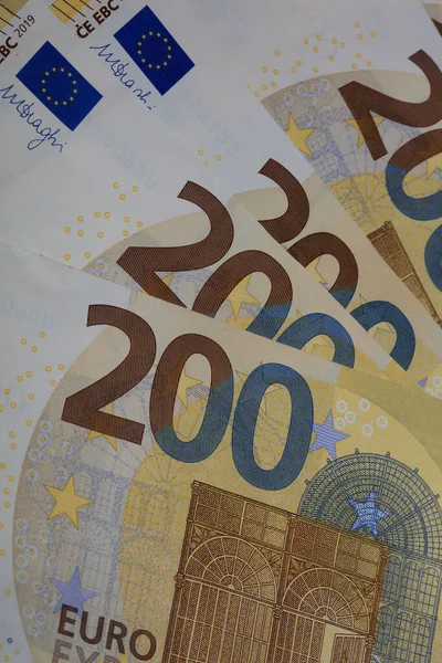 Essen Alemania Jueves Septiembre 2020 Dinero Cerca 200 Euro Impresión — Foto de Stock