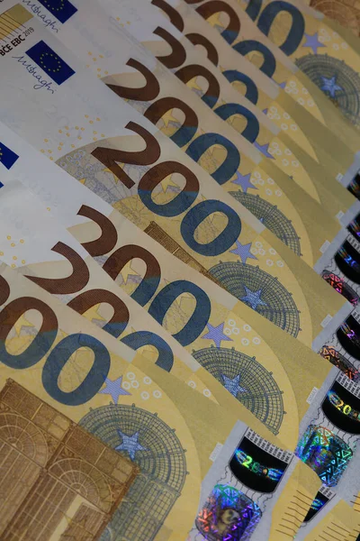 Essen Niemcy Czwartek Września 2020 Pieniądze Zamknąć 200 Euro Nowoczesny — Zdjęcie stockowe