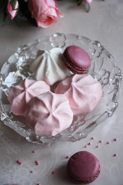 Macarons Roses Meringues Roses — Photo