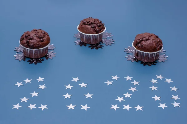 Christmas chocolate cupcakes. Christmas sweets. New Year's dessert