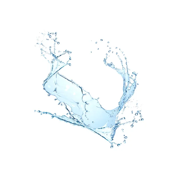 Salpicos Água Isolados Fundo Branco — Fotografia de Stock