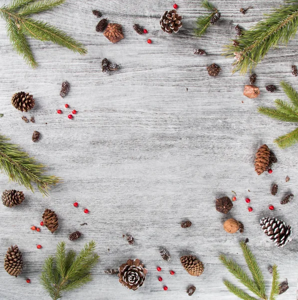 Fondo Navidad Con Bola Decoración Bolas Celebración Roja Tablero Madera — Foto de Stock