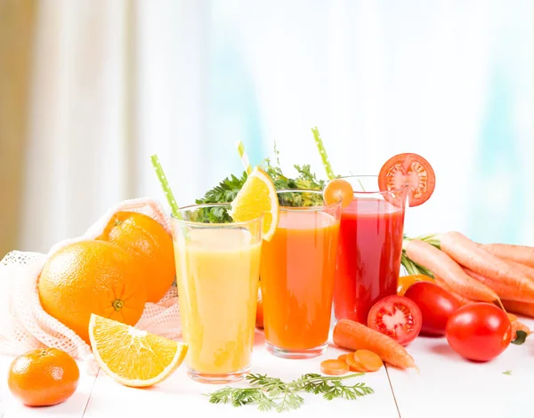 Fresh Juice Wooden Table — Stock Photo, Image