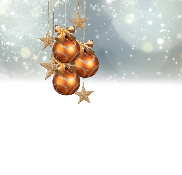 白色背景的圣诞庆祝球 有空余的文字空间 — 图库照片