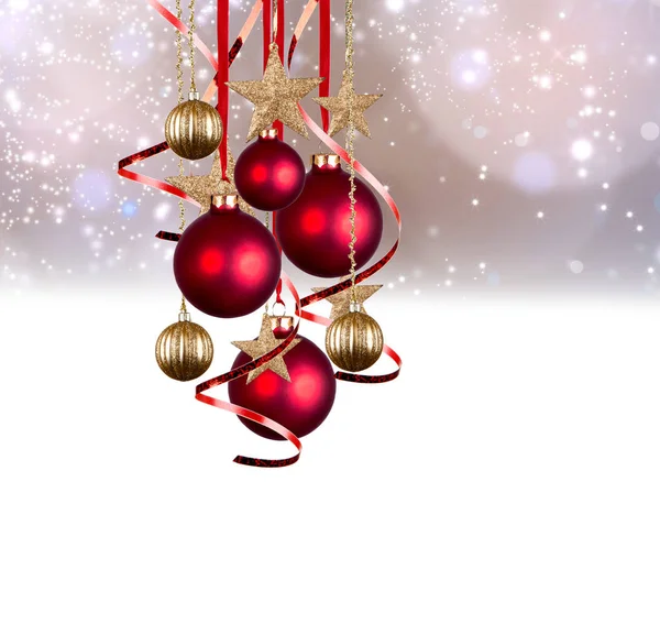 Christmas Celebration Balls White Background Free Space Text — Stock Photo, Image