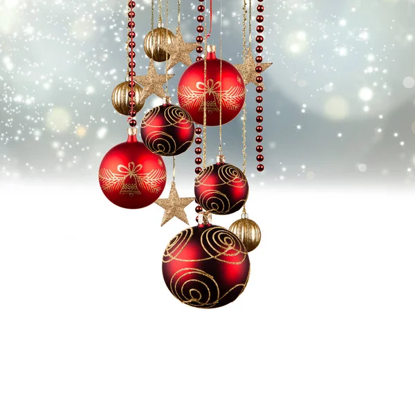 Christmas Celebration Balls White Background Free Space Text — Stock Photo, Image