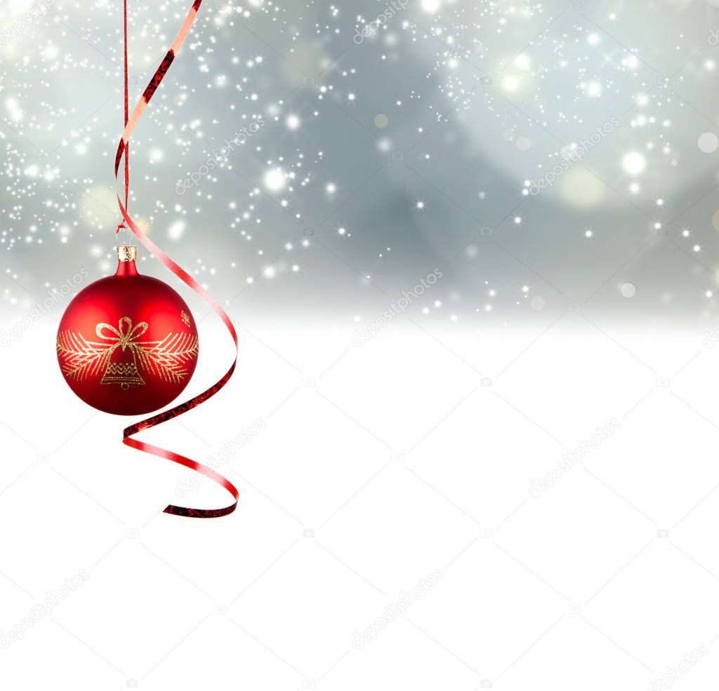 Christmas celebration balls on white background with free space for text. 