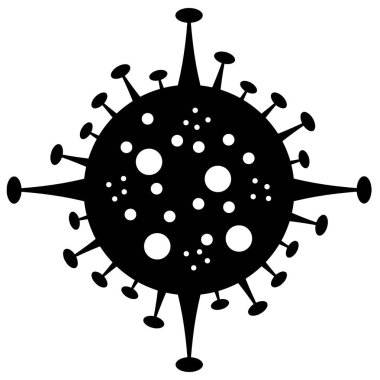 Coronavirus logo tasarımı siyah renkli beyaz üzerine izole edilmiş
