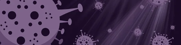 Projekt Koronawirusu Kolorze Fioletowym Baner Lub Nagłówek Symulujący Wirusa Organizmie — Zdjęcie stockowe