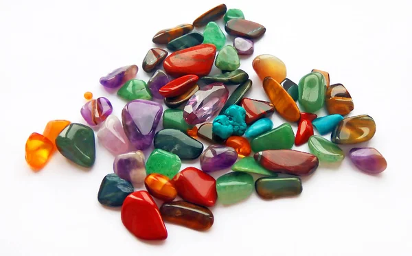 Surtido Piedras Preciosas Semi Naturales Colores Brillantes Gemas Sobre Fondo — Foto de Stock
