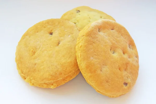 Biscuits Faits Maison Fraîchement Cuits Avec Des Raisins Secs Sur — Photo