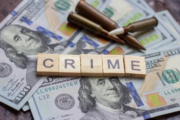 Kriminelle Zeichen Auf Dollar Hintergrund Schwarzmarkt Auftragsmord Raub Mafia Und — Stockfoto
