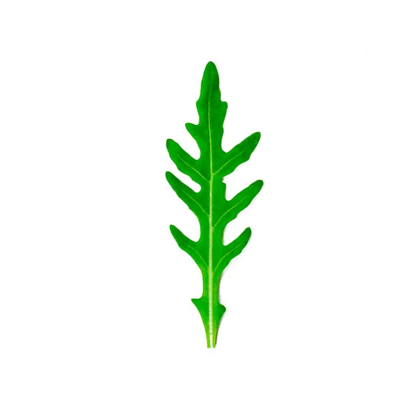 Horní Pohled Čerstvé Zelené Pikantní Arugula Salát Listy Izolované Bílém — Stock fotografie