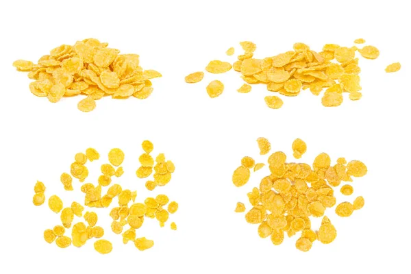 Golden Yellow Crunchy Corn Flakes Cereal Heap Set Aislado Sobre —  Fotos de Stock