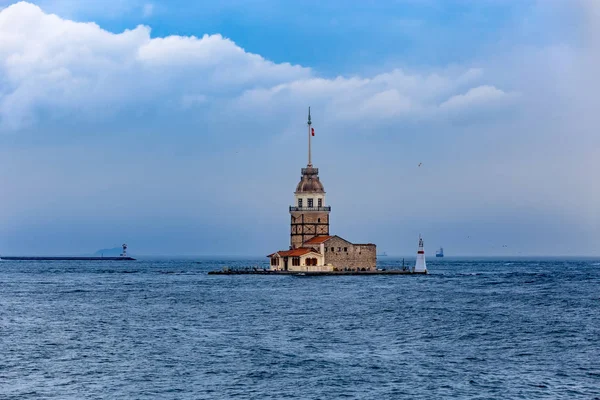 Maiden\'s Tower in Istanbul on cloudy day
