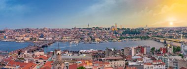 İstanbul günbatımı panorama - Türkiye seyahat arka plan