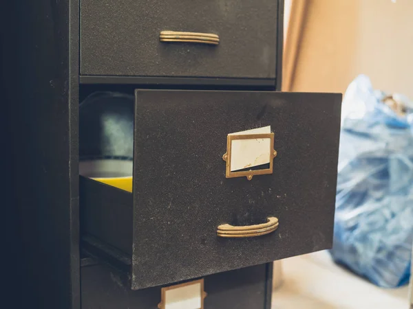 Old Filing Cabinet Open Drawer — Stock Photo, Image