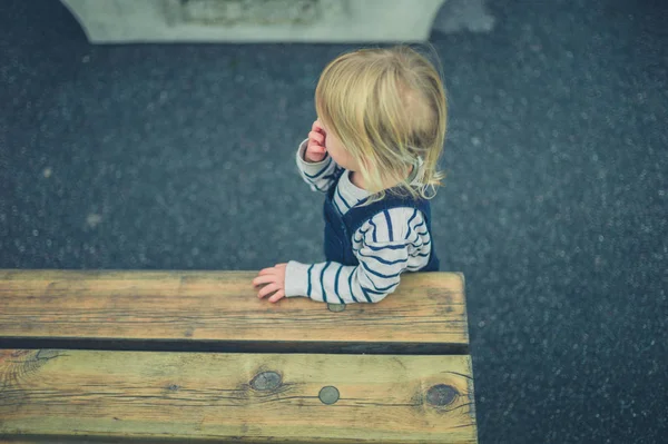 Little Toddler Standing Bench — Stock Photo, Image