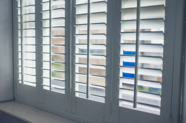 Wooden Shutters Louvres Sunny Day — Stock Photo, Image