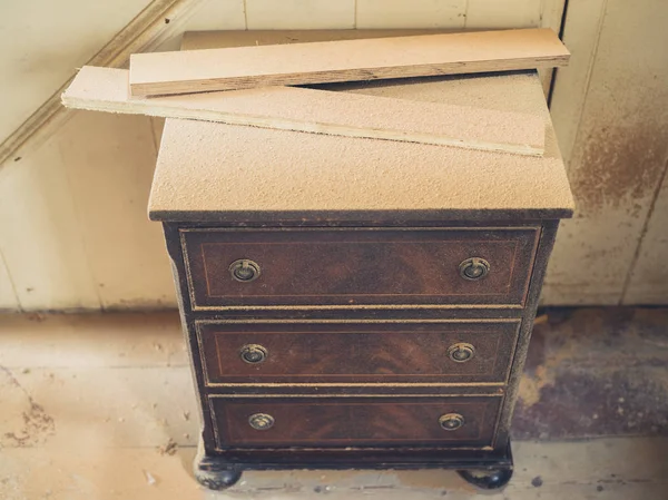 Chest Drawers Covered Sawdust — Stock Photo, Image