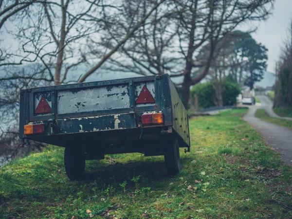 Abandoned Trailer Side Country Road — Stock Photo, Image