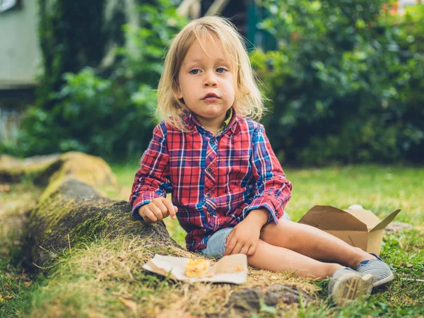 Маленький Малюк Насолоджується Пікніком Парку — стокове фото