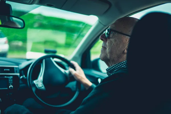 Senior Man Driving His Car — Stock Photo, Image