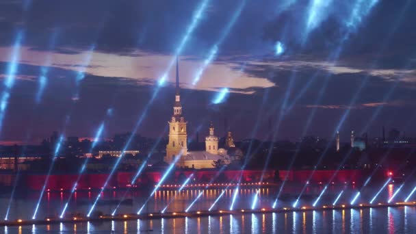 San Petersburgo Rusia Junio 2018 Espectáculo Iluminación Velas Escarlata Vista — Vídeos de Stock