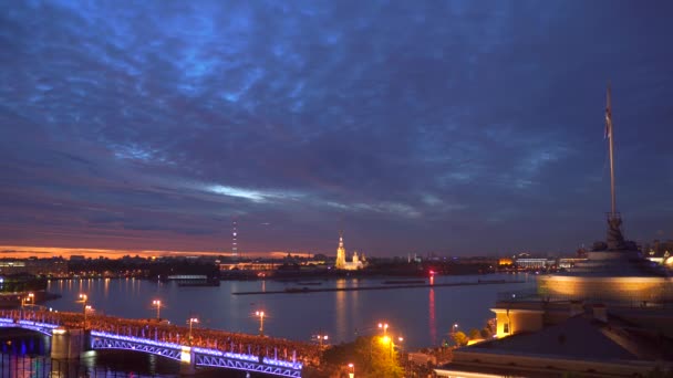 Paisaje Urbano Nocturno San Petersburgo Rusia — Vídeos de Stock