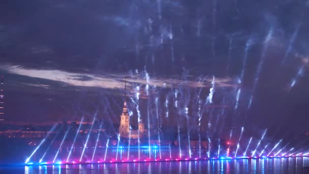 San Petersburgo Rusia Junio 2018 Espectáculo Iluminación Velas Escarlata Vista — Vídeo de stock