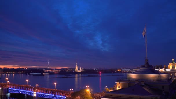 Kvälls Stadsbilden Sankt Petersburg Ryssland — Stockvideo
