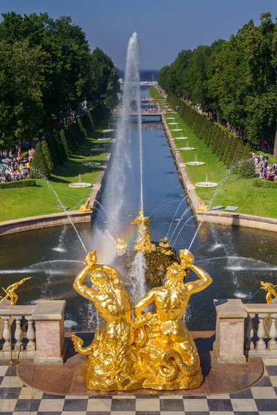 Saint Petersburg Russia Juli 2018 Panoramaudsigt Grand Cascade Perterhof Det - Stock-foto